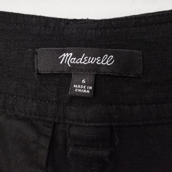 Madewell Wide Leg Cargo Pocket Pants High Waist Linen Blend Black Size 6 $98 - Picture 8 of 16